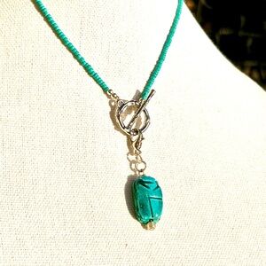 Egyptian Real Turquoise Scarab Necklace